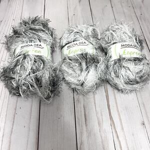 Moda Dea Espree Salt & Pepper Eyelash Ladder Yarn 90 yds 3 Skeins Discontinued